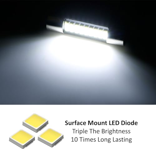 iJDMTOY 4pcs Extremely Bright 9-SMD 29mm 6614 Replacement Bulbs Compatible With Car SUV Truck Sunvisor Flips Vanity Mirror Lights, Xenon White