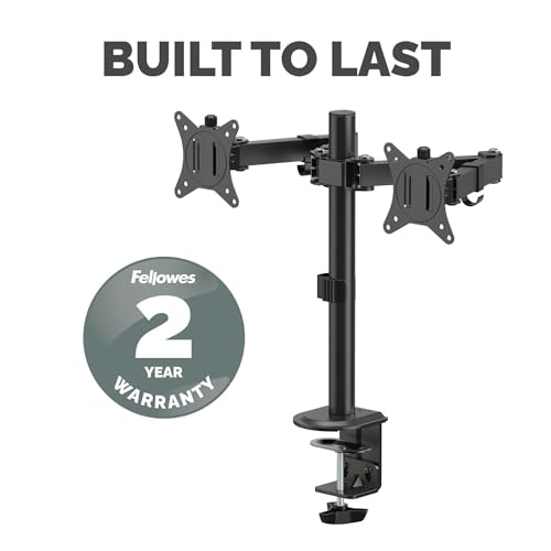Fellowes Everyday Adjustable Dual Monitor Arm – Holds Two Screens up to 32" (inch) Weighing 19.84 lbs Each, Tilt, Swivel, Rotate, VESA 75/100, Clamp or Grommet Mount, Cable Management - style: Everyday Dual Arms
