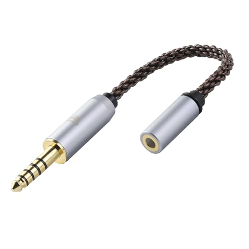 okcsc 4.4MM Male to 3.5MM Female, AC8G OFC Adapter Cable, 5U 24K Gold-Plated Plug, 8 Strand Hand-Braided Cable Rugged & Wear Resistant, for Player/Headphone/Mobile Phone, 2.7 inch - size: 4.4MM Male to 3.5MM Female