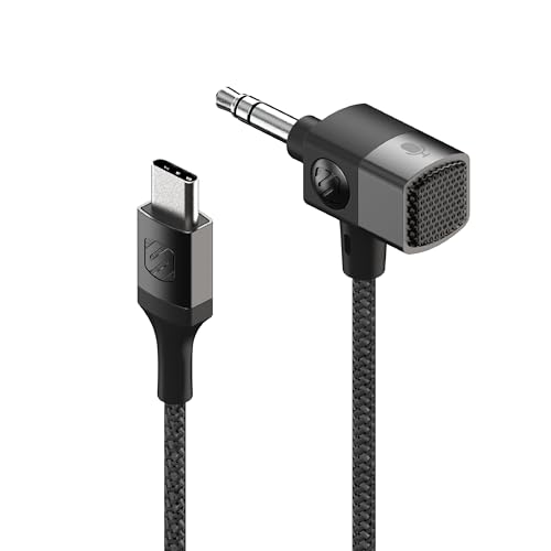 Scosche CAUXMICB4-SP Hookup Premium USB-C to 3.5mm Auxiliary Jack Adapter, Braided Audio Cable with Built-in Mic and Relocation Dock for Convenient Placement and Hands-Free Phone Calls - size: 3 ft, style: USB-C to AUX w/ Microphone