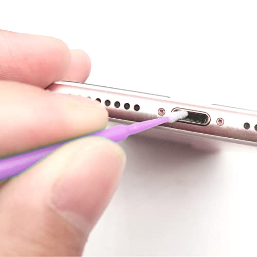 100 Pack Phone Charge Port Cleaning Tool kit,Bendable Mini Soft Round Brushes Cleaner Compatible with iPhone 11 Pro Speaker Tablet Camera Laptop Computer Smartphone, Purple - color: Purple