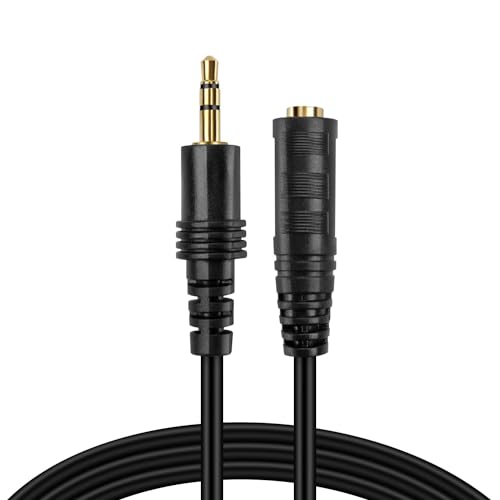 TNP 3.5mm Headphone Extension Cable, 6 FT Male to Female AUX, Black - size: 6 FT