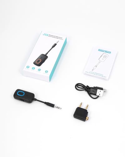 Bluetooth 5.4 Adapter for Car, Upgraded 2-in-1 Aux Transmitter & Receiver with Hands-Free Calls & 180ยฐ Swivel Bend, Wireless Audio Adapter for PC, TV, Speakers, Airplane Travel