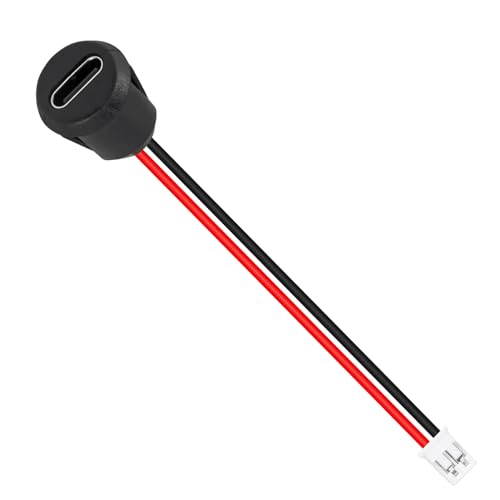 10-Pack USB-C Female to Male Charger Jacks - Chassis Crimp Connectors, Direct Watersafe Port, 3A High Current, Black Round - style: A