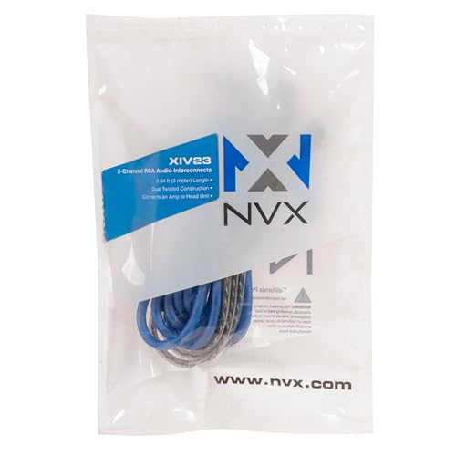 NVX® XIV23 9.84 ft (3 Meter) Oxygen Free Copper 2-Channel Twisted Pair V-Series Car Audio RCA Audio Interconnect Cable with Shielded Noise Reduction and Split-tip Silver-Plated Ends - size: 2 Channel-10 ft.