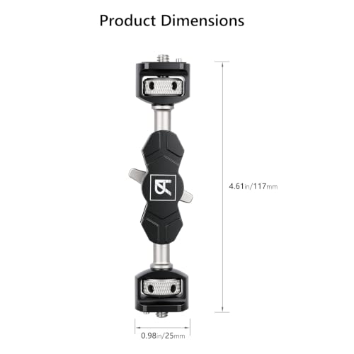 ARTCISE Magic Arm Mount, Double 1/4" 20 Screw Camera Extension Bracket with Anti-Twist Pin, 360° Adjustable Aluminum Articulating Arm, Max 13.2LB Load for DSLR, LED Light, Flash, Action Camera & Cage