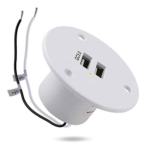 Facon 12V RV USB Charger Socket, QC 3.0 Quick Charger Dual USB Outlet, Wall Mount RV USB Charging Port, for Trailer Camper Boat Marine Motorhome (White) - color: White Dual USB- QC 3.0 Quick Charger