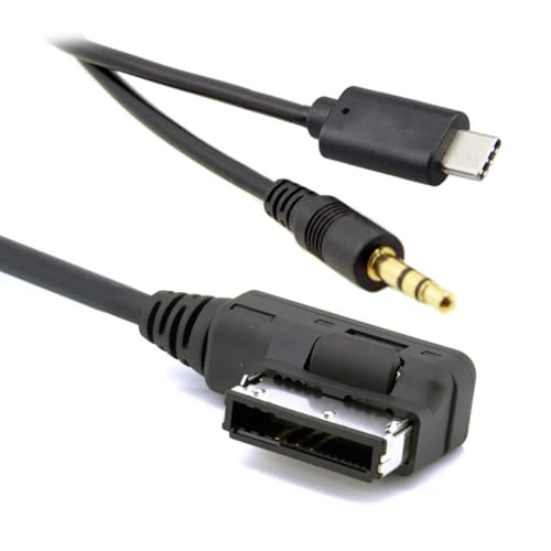 xiwai Media in AMI MDI to Stereo 3.5mm Audio & USB-C Aux Adapter Cable for Car VW Audi 2014 A4 A6 Q5 Q7