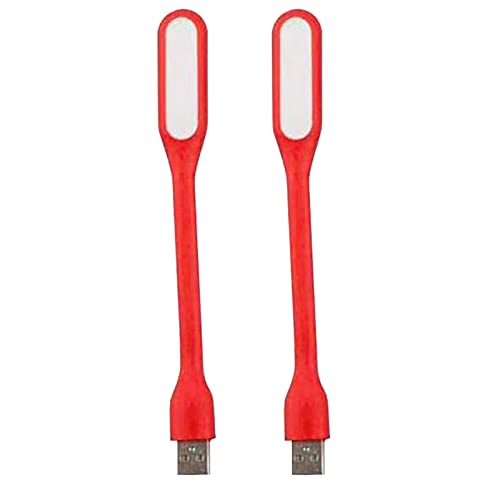 Mini Flexible Light, Portable USB Led Reading Night Lamp for PC Laptop Computer Notebook Power Bank - 2 Pack (Red) - color: Red