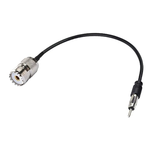 UHF Female to DIN AM/FM Male Adapter RG174 Coax Cable 20 inches Pigtail Jumper Antenna Extention - color: UHF Female to AM/FM male