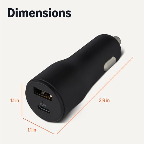 Amazon Basics Fast-Charging Car Charger, Dual-Port, 1 USB-C + 1 USB-A, 32W, Multi-Device Compatibility, Safety Features, Black - size: 32W, style: USB A+USB C