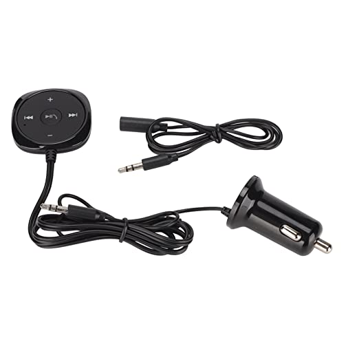 Sanpyl Car Bluetooth 5.0 Adapter, Handsfree Calling & Audio Receiver, 5V 2.1A USB Charging Port, 3.5mm AUX Input for Cars