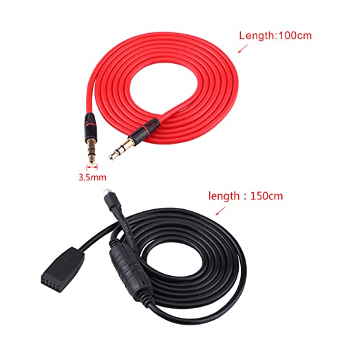 Auxiliary Input Adapter 3.5mm to 3.5mm Car Audio Cable with Red MP3 Cable and Black Aux for E46 1998 2006