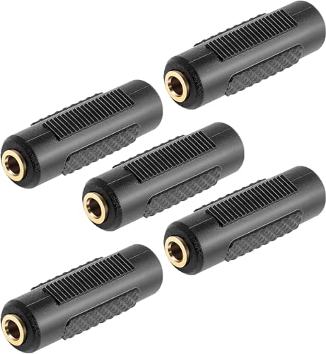 3.5mm to 3.5mm Stereo Jack Audio Adapter Female/Female Connectors,Gold Plated (5 Pack) - color: 5 Pack