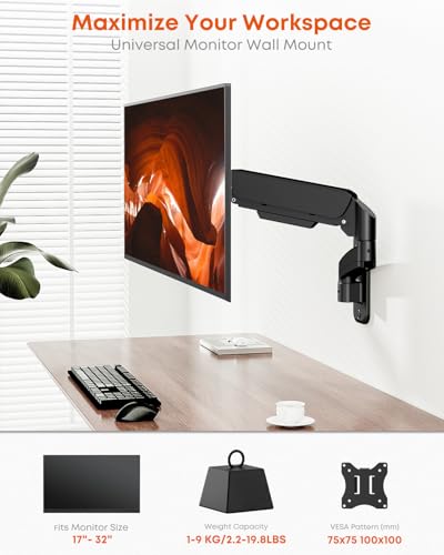 Single Monitor Wall Mount fits 17-32 inch Flat/Curved Screen - size: 17 - 32 Inch, style: Single Arm