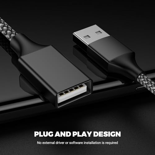6.6FT USB A Male to 2 Female Cable, USB Splitter Y Cable, Black - color: Black, size: 6.6FT