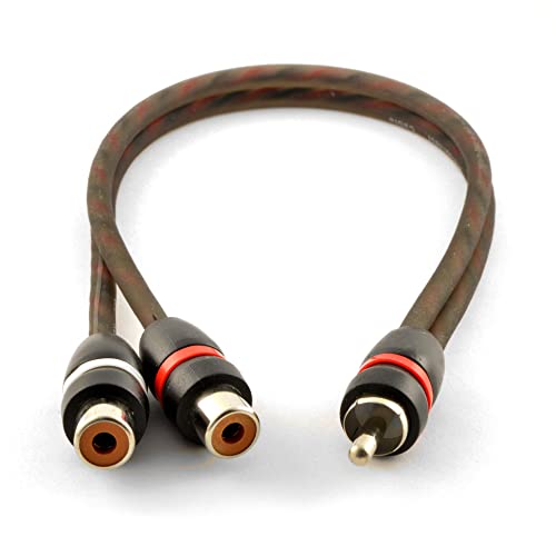 The Wires Zone 1 Male to 2 Female OFC Twisted Pair RCA Y-Adapter Cable for Car or Home Audio - size: 1M to 2F