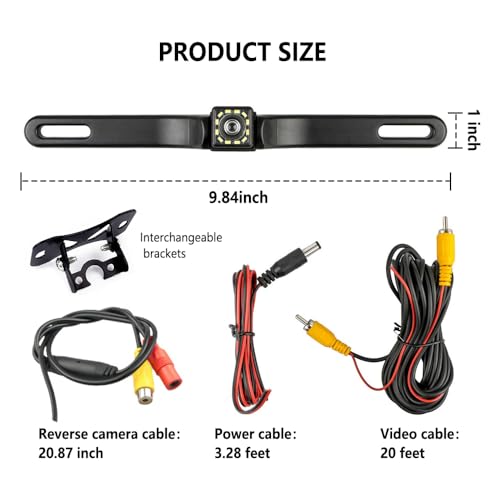 Backup Camera for Car,Ultra HD Reverse Camera with 12 Led,150°Wide View Angel Car Rear Camera,Universal Car Essentials for Avoiding Blind Spots in Reverse (12 Lights)