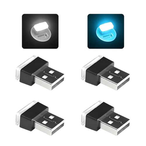4 Pack 5 V 0.2 W USB Interior Ambient Lights, White+Ice Blue - color: White+Ice Blue
