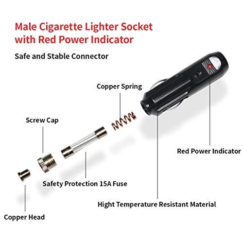 ELFCULB SAE to 12V Cigarette Lighter Male Plug Cable 14AWG 5FT for RV - color: SAE to PLUG, size: 5FT