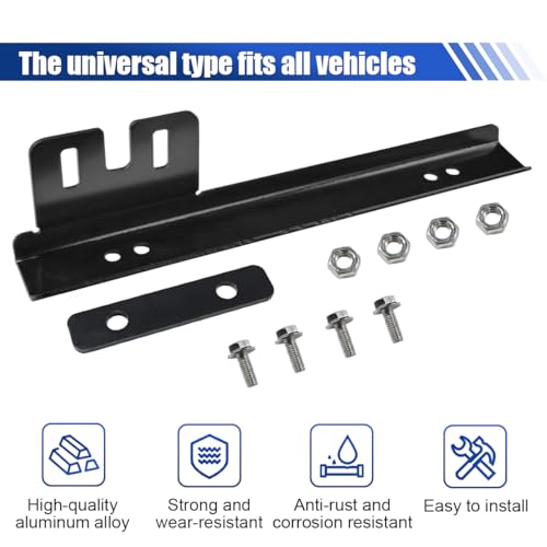 Car License Plate Bracket Holder, Aluminum Front Bumper License Plate Relocator Frame Holder Bar, License Plate Mount Bracket Kit with Bolts and Nuts, Universal License Plate Holder (Black) - color: Black