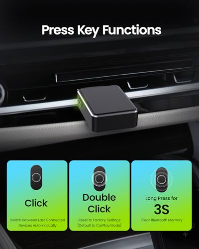Kello Wireless CarPlay Adapter for Apple Carplay& Android Auto,Convert Wired to Wireless with One Click Multi Device Switch, Fast Auto Connection, Support iOS 10+/Android 11+, OTA Upgrade