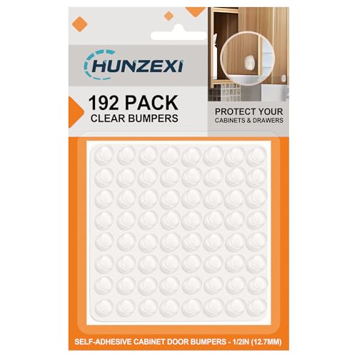 CHUNZEXI 192 PCS Clear Cabinet Door Bumpers, 1/2 Inch Round Rubber Pads - size: 192 PCS ½"(12.7mmx3.5mm)