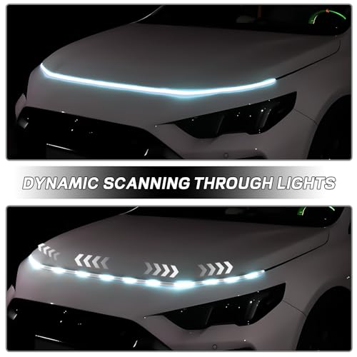 Car Hood Light Strip, 71" Waterproof LED DRL Dynamic Scan (Iceblue) - color: ice blue, size: 71 Inches