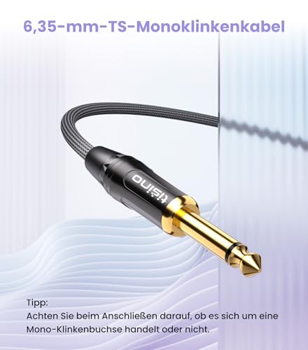 Tisino 1/4 to 1/8 Stereo Cable - 3.5mm TRS to 1/4 inch TS Mono Adapter - 3 feet - size: 3.3 feet