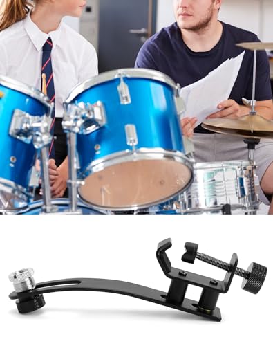 QWORK Drum Microphone Shockproof Clip, 3 Pcs Metal Mic Set Clamp, Adjustable C-Clamp Rim Mount, for 3/8"-16 and 5/8"-27 threaded stands