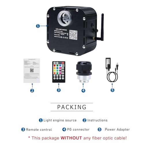 AKEPO 50W RGBW Twinkle Fiber Optic Light Engine Driver, Bluetooth APP Control+Music Activated+28-Key Remote Control for Home Fiber Optic Star Ceiling - size: 50W Twinkle