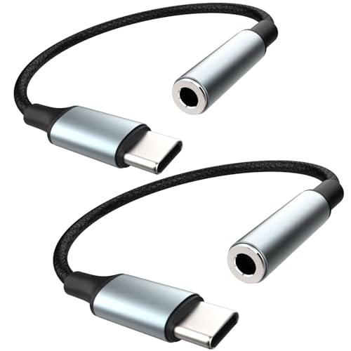 FosPower USB C to 3.5mm Male to Female Audio AUX Adapter Cable (6") 2-Pack - style: 2 Pack
