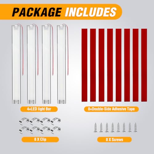 Nilight LED Interior Light Bar 4PCS 15.4 Inch Strip Lights - color: White Interior Lights-15.4" 4PCS