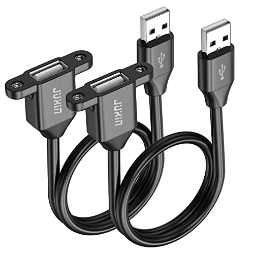 2Pack USB2.0 Male to Female Extension Cable with Ears can be Fixed Various Chassis/Cabinets/Panels USB Extender W/Screw nut for USB Panel Mount (USB2.0, 1.5FT) - size: 1.5FT