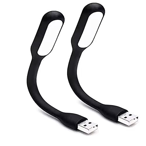 Mini Flexible Light, Portable USB Led Reading Night Lamp for PC Laptop Computer Notebook Power Bank - 2 Pack (Black) - color: Black