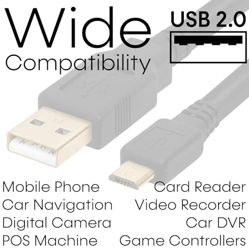 Cmple - Micro USB Cable 6ft Male to Male Micro USB Charging Cable Data Sync USB to USB Cable for Android Phone, Laptop, PC, Tablet, Car GPS, Power Bank - Black