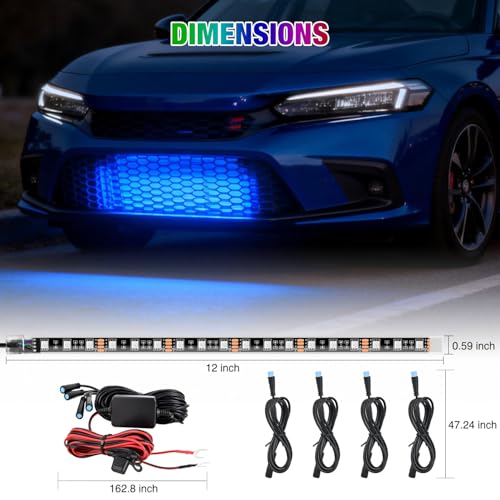 Nilight 4PCS 12" RGB LED Grille Light Strips with Wireless Remote Control - color: 4Pcs 12Inch Grille Light w/Remote
