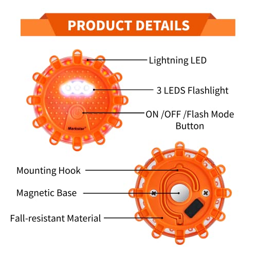 3-Pack LED Road Flares, Rechargeable roadside emergency kit - size: 3 Pack With Gloves