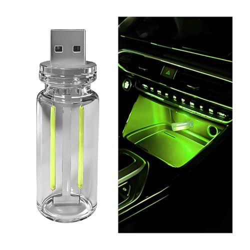 Car Retro Atmosphere Light, Mini Plug-in Touch Control USB Vehicle Glass Bottle LED Night Light, Portable Automotive Interior Ambient Lamp, Universal for Truck SUV Sedan (Green) - color: Green