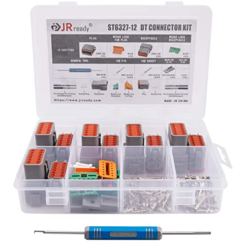 JRready ST6327-12 Deutsch DT 12 Pin Connector Kit 5 Sets with Removal Tool - size: 12-Pin (5 Pairs)