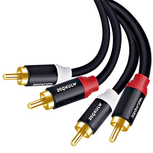 2RCA Audio Cable 3.3 ft 2RCA Male to 2RCA Male Stereo Audio RCA Cables Dual Shielded Gold-Plated 2 RCA Stereo Cable for car Audio Cord, Hi-Fi Systems or Home Theater - size: 3.3FT