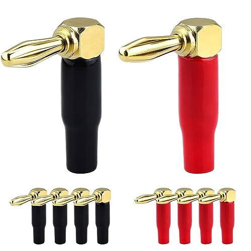 90 Degree Banana Plugs for Speaker Wire, Dual Screw, 4mm, 10-Pack - color: 4mm Speaker Banana Plugs