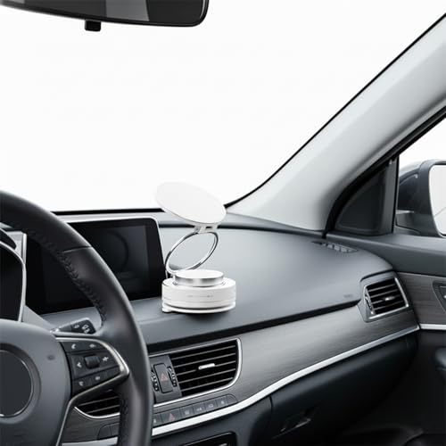 Vacuum Suction Cup Phone Holder, 360° Rotating Magnetic Double-Sided Car Phone Mount, Strong Grip Dashboard & Windshield Stand, Foldable Telescopic Phone Holder for Home Gym Mirror Use White - color: White