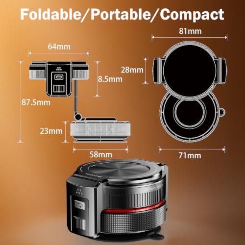 for Magsafe Car Mount, Magnetic Clip 2-in-1, Vacuum Gel Suction Cup