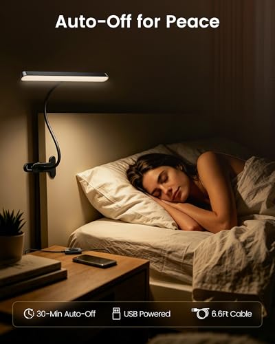 Glocusent 7W Clip on Light, 57 LED Reading Light for Bed, Amber Mode &Timer