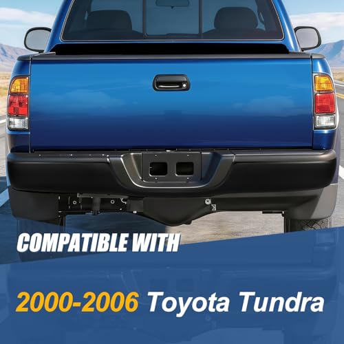 Auto Dynasty Rear Step Bumper Compatible with 2000-2006 Toyota Tundra, Non Parking Sensor Holes, Primered Black - color: Black Bumper Only