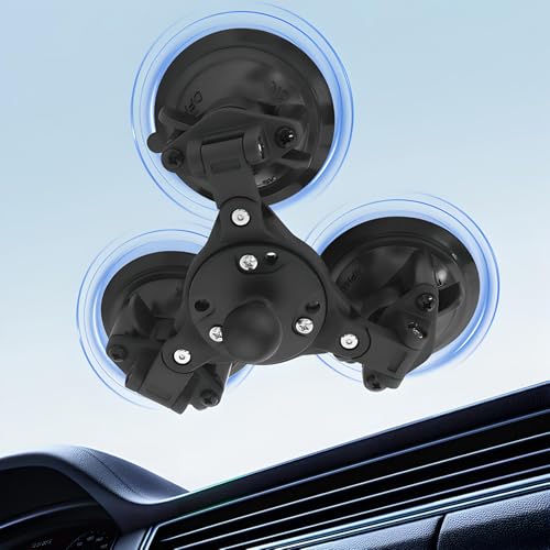 Triple Suction Cup Mount Base with 1-Inch Ball, Adjustable Base Plate, Compatible with RAM Mounts B-Size Double Socket Arms & 25mm Ball Systems - style: Triple Suction Cup