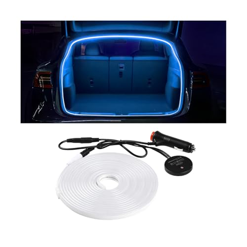 Car Trunk LED Strip Light, 12V 16.4FT Flexible Cuttable Silicone Vehicle Trunk Cargo Area Ambient Light, Waterproof Automotive Cargo Neon Strip Lighting, Universal for Vehicles (Blue) - color: Blue