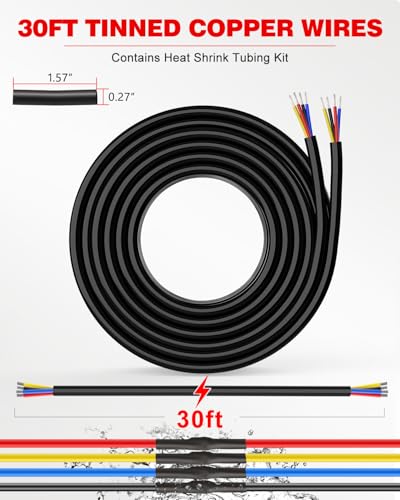 NAOEVO 18 Gauge Wire 4 Conductor, 18 Gauge Automotive Wire 12V Cable, 30FT - size: 30ft, style: 4C-18AWG