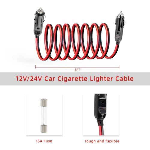 ELFCULB Male to Male Cigarette Lighter Cable 14AWG 10FT - color: 12V Male to Male, size: 10FT